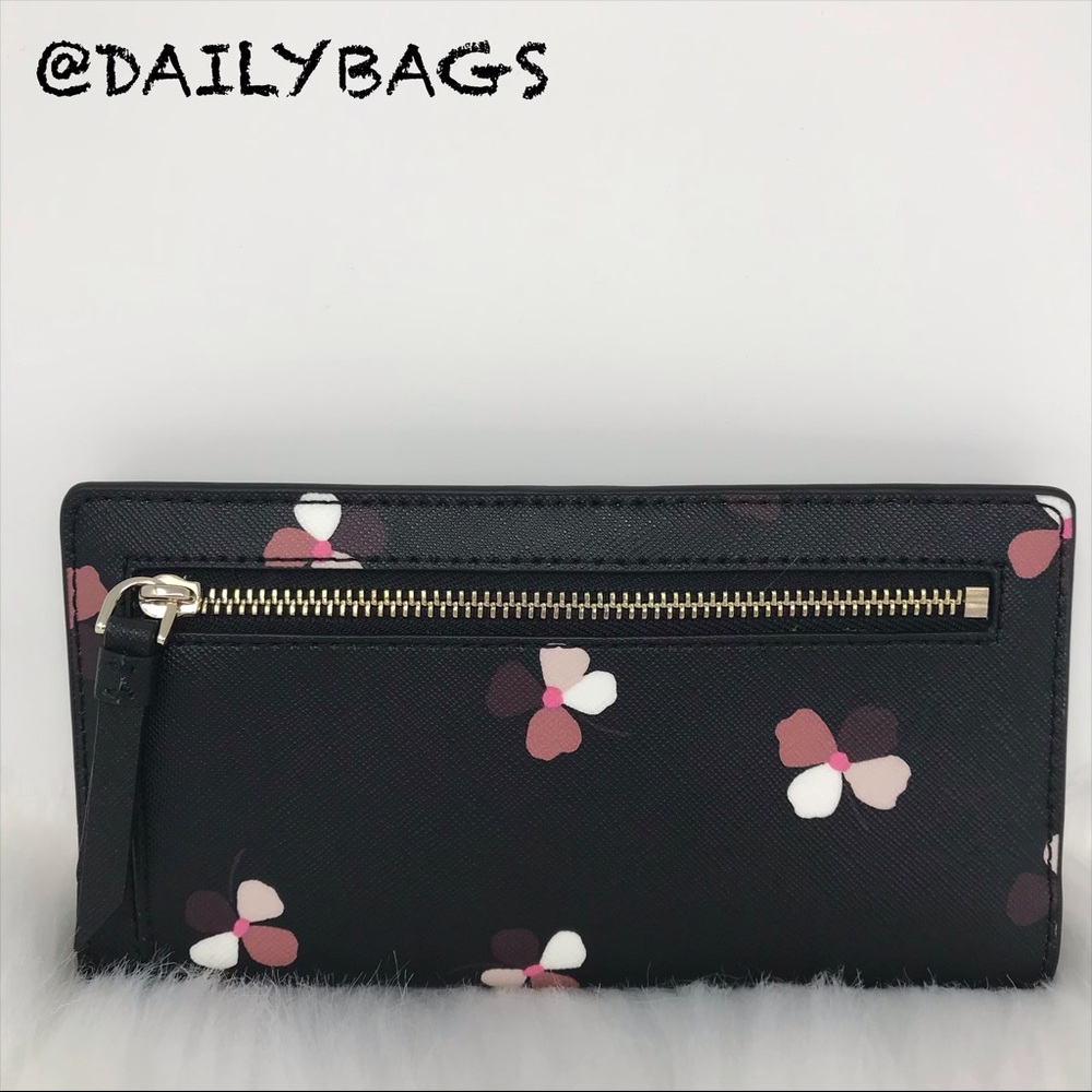 KATE SPADE LARGE SLIM BIFOLD WALLET DUSK BUDS NWT - Picture 5 of 8